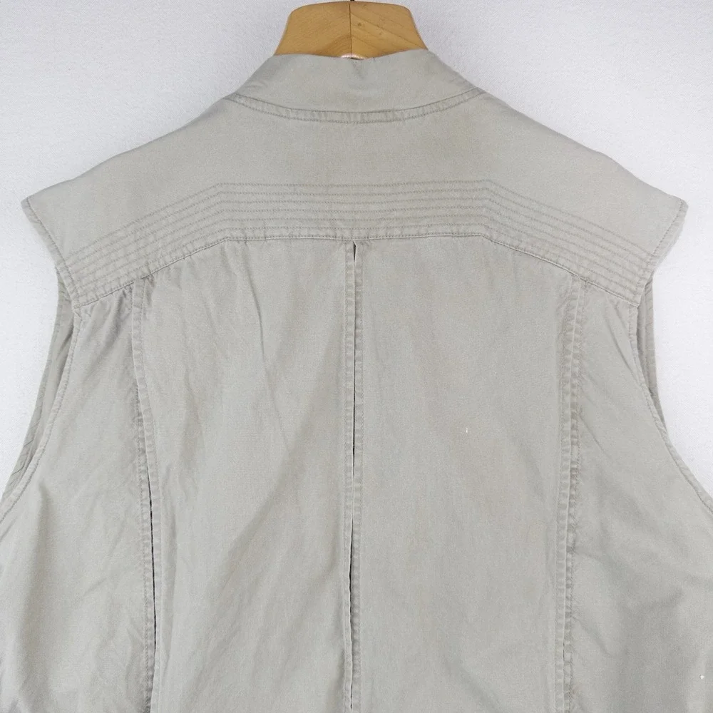 90's Vtg Eddie Bauer Vest Men's 2XLT Beige Fishing Jacket Hunting Cargo *Read